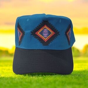 Blue and Black Geometric Pattern Cap